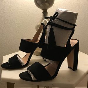 Brand new Madewell black suede open toe heels